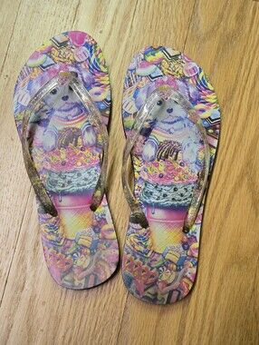 Lisa Frank Boopsi Doodle Size 7/8 Flip Flops